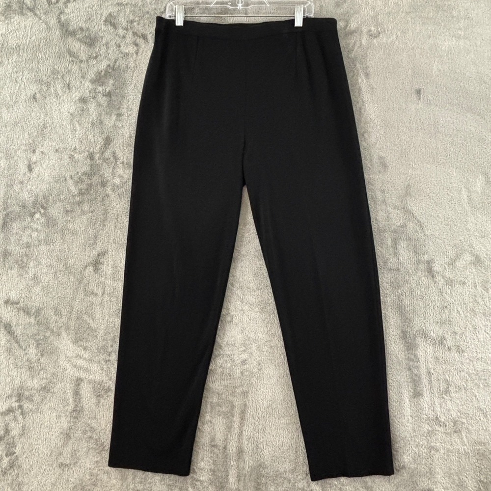 Ming Wang Deco Crepe‎ Pants Straight Leg Womens 0X Black Stretch 28.5" Inseam